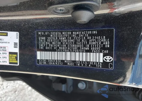 2020 Toyota Corolla Le z USA, uszkodzony, nr VIN 5YFEPRAE7LP007814